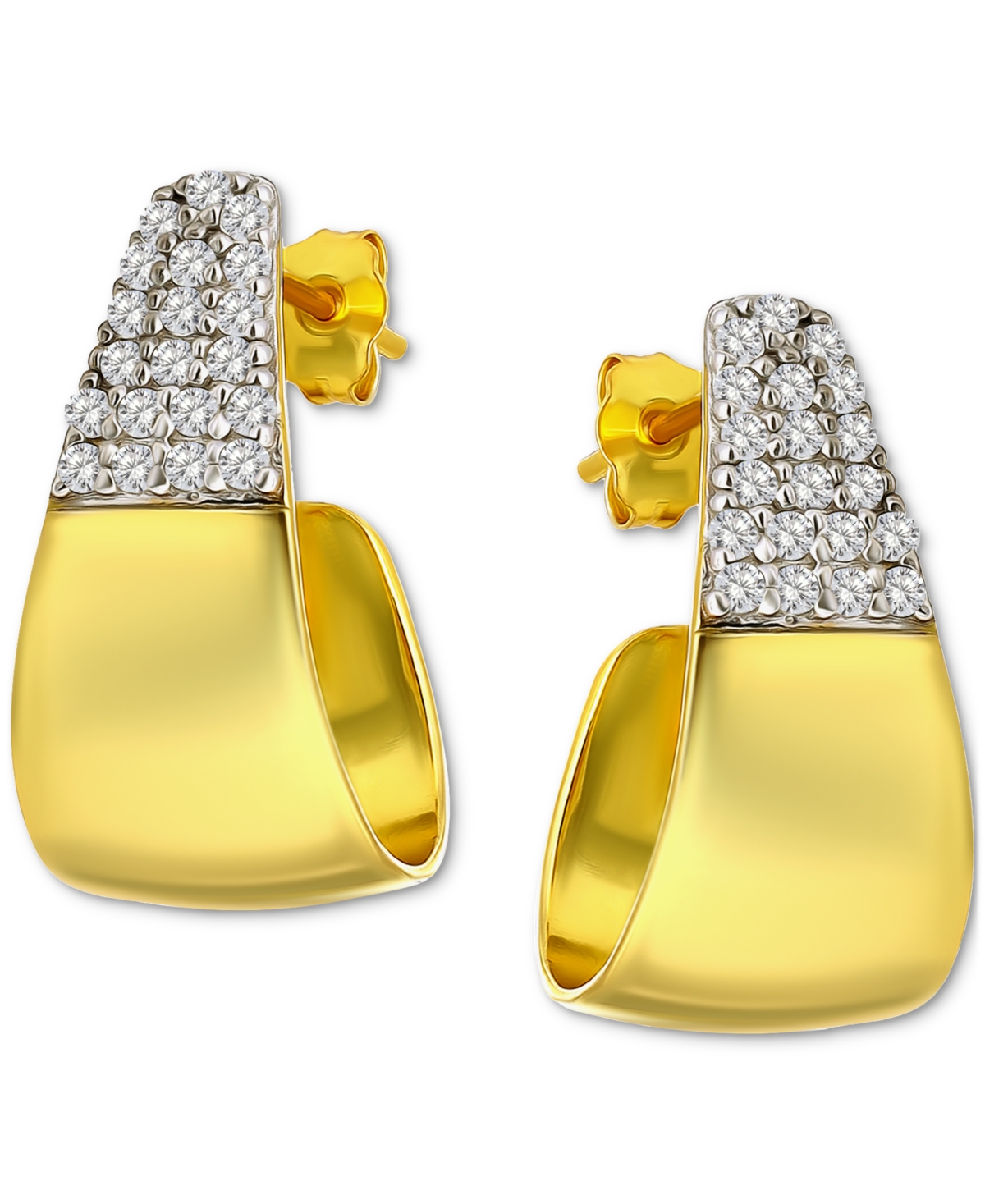 Giani Bernini Cubic Zirconia J-shaped Hoop Earrings In Sterling Silver, Exclusively At Macy's