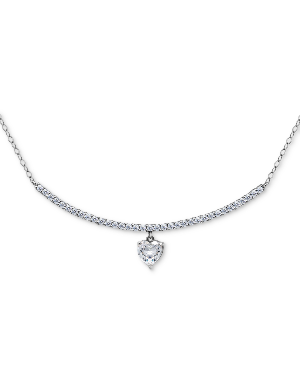 Giani Bernini Cubic Zirconia Heart Pendant Necklace (2-1/20 Ct. T.w.) In Sterling Silver, 16" + 2" Extender In Silver
