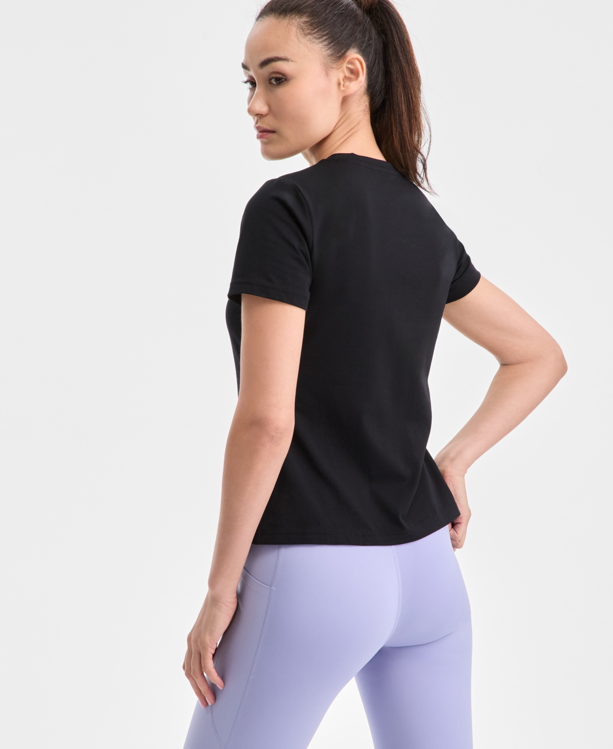 Id Ideology Women's Essential Cotton Short-sleeve T-shirt, Exclusively At Macy's In Deep Black