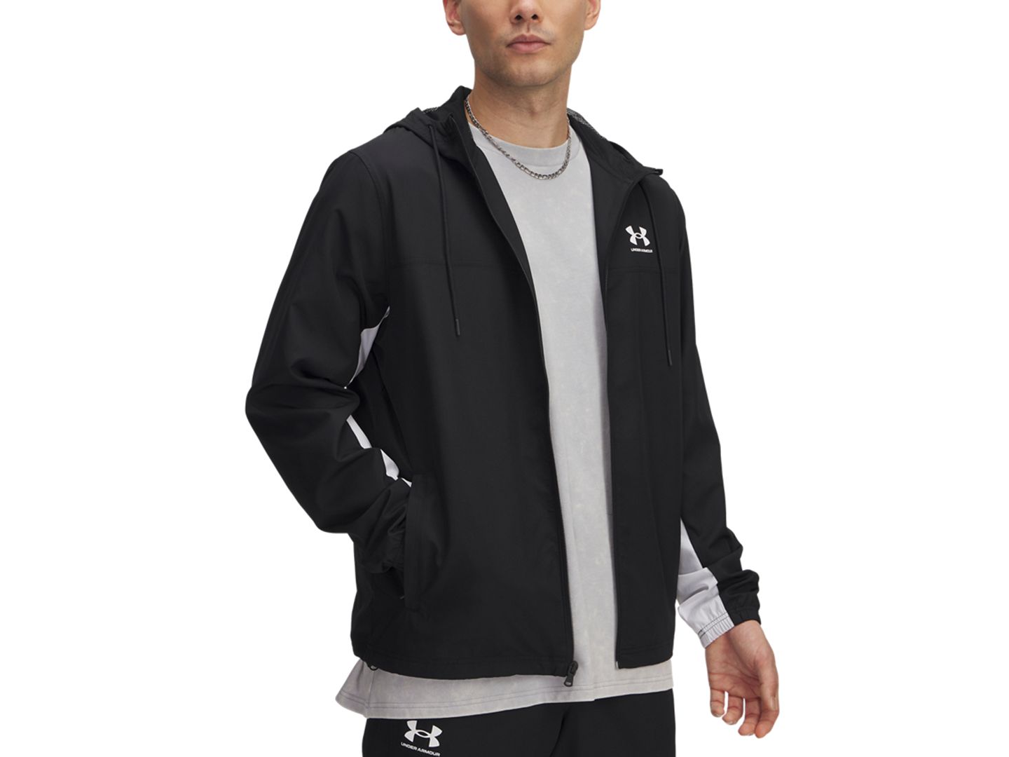 Мужская куртка Under Armour Rival Woven Windbreaker, цвет: Чёрный — фото 1
