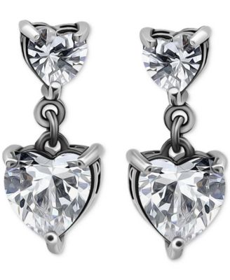 Cubic Zirconia Heart Drop Earrings (3-1/10 ct. t.w.) in 18k Gold over Sterling Silver (Also Available in Sterling Silver)
