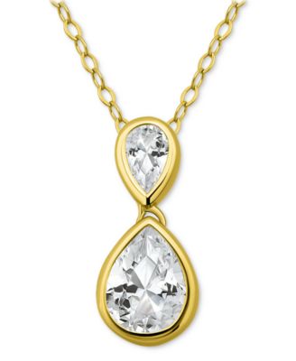 Cubic Zirconia Pear Pendant Necklace (3-3/4 ct. t.w.) in Sterling Silver, 16" + 2" extender