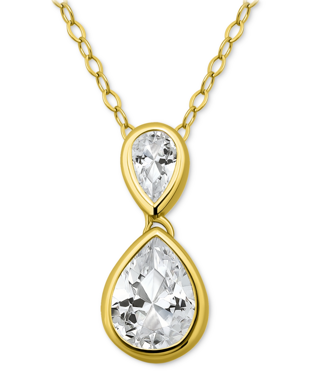 Giani Bernini Cubic Zirconia Pear Pendant Necklace (3-3/4 Ct. T.w.) In Sterling Silver, 16" + 2" Extender In Gold