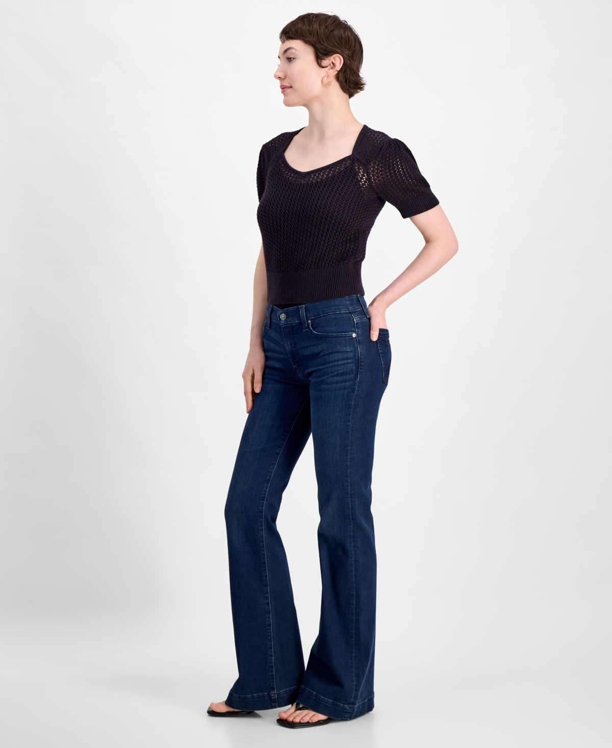 7 For All Mankind Women's Dojo Tailorless Flare-leg Jeans In Blue