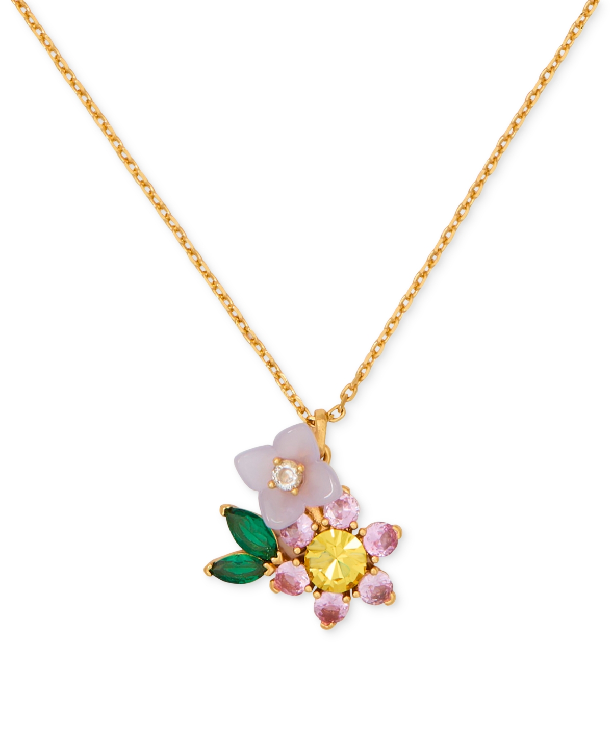 Kate Spade Bursting Blooms Gold-tone Crystal Pendant Necklace, 16" + 3" Extender In Multi