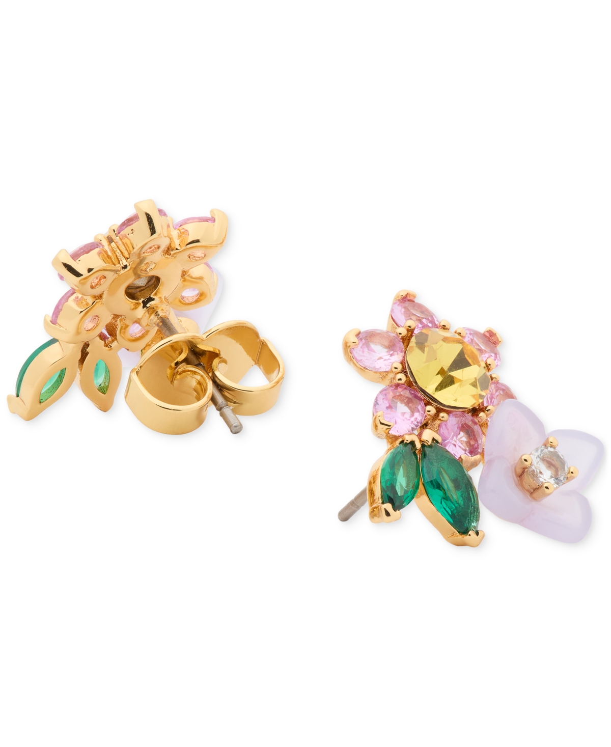 KATE SPADE GOLD-TONE MIXED STONE FLOWER CLUSTER STUD EARRINGS 