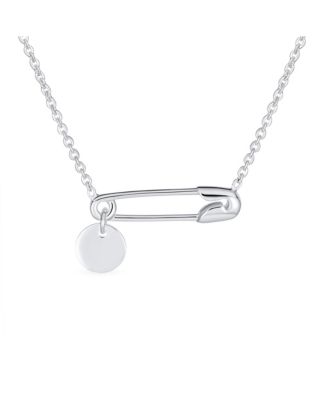 Safety Pin Initial Pendant Necklace in Sterling Silver