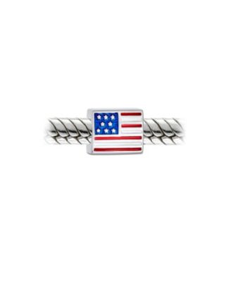 Patriotic USA Flag Star Charm Bead in Sterling Silver European Bracelets