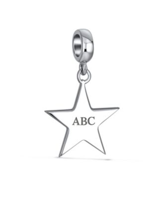 Patriotic Flag Star Dangle Charm Bead Sterling Silver European Bracelet