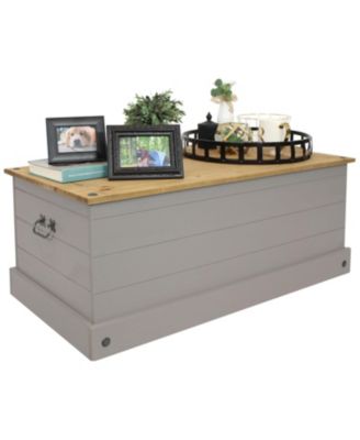 Indoor Trunk with Handles - Solid Pine Construction - Gray - 39.5" W