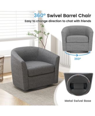 Modern Club Swivel Accent Chair with Ottoman Footrest Curved Backrest