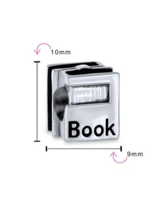 Graduate Student Charm Bead Bookworm Reader Sterling European Bracelet