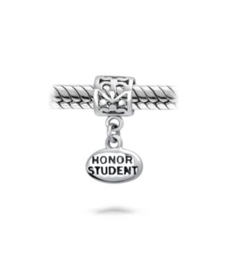 Graduate Dangle Charm Bead Sterling Silver European Bracelet