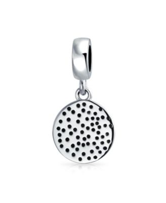 Round Disc Good Luck Celtic Knot Irish Clover Dangle Charm Bead Sterling Silver