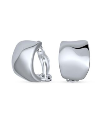 Geometric Hammered Dome Half Hoop Clip-On Earrings For Non-Pierced Ears