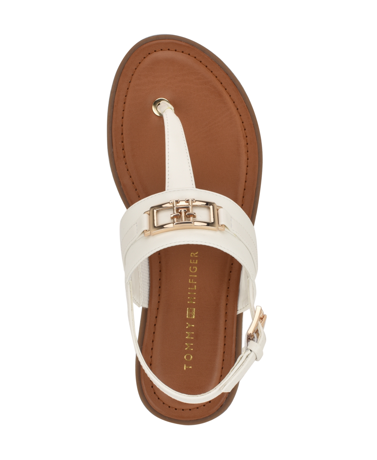 Tommy Hilfiger Women's Carree T-strap Flat Sandals In White