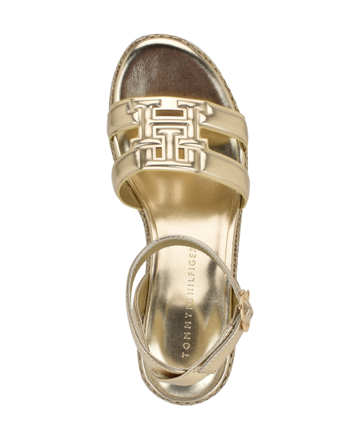 Tommy Hilfiger Women's Vastie Raffia Platform Wedge Sandals In Gold Metallic