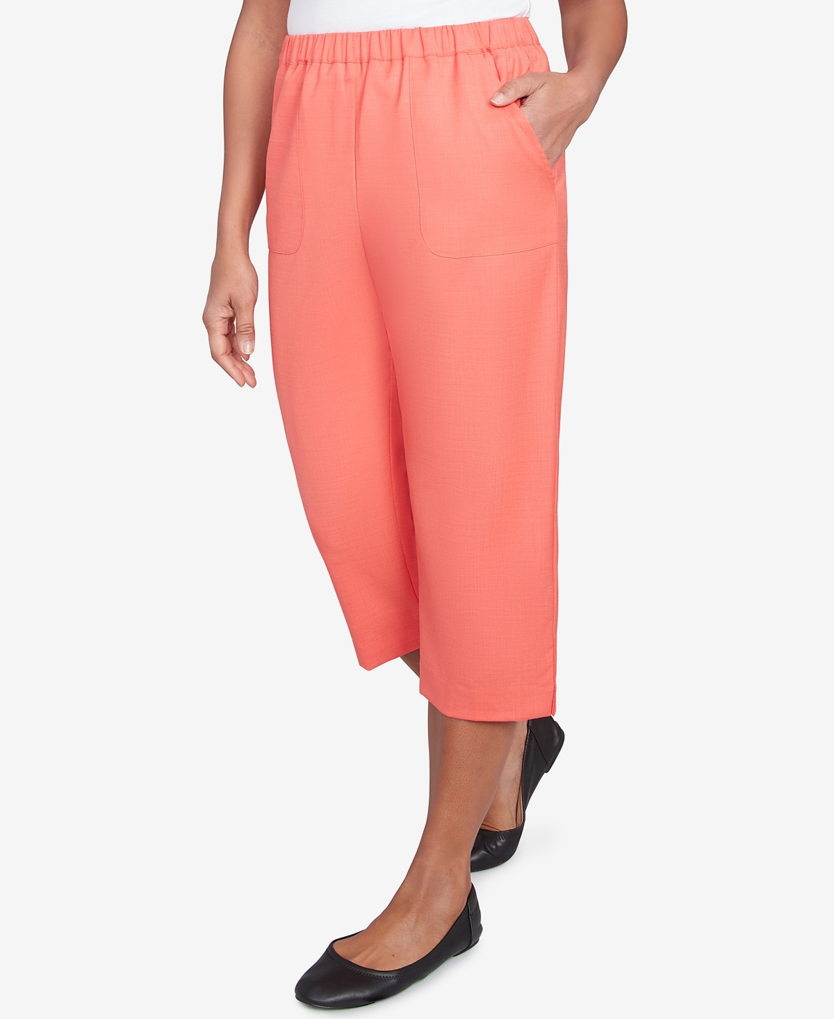 Alfred Dunner Women's Catalina Island Classic Balanced Side Pocket Short Length Pants In Tangerine