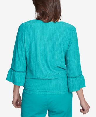 Women's Nantucket Solid Tie Front Bell Sleeve Top