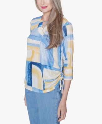 Women's Flower Power Watercolor Patchwork Geometric Top