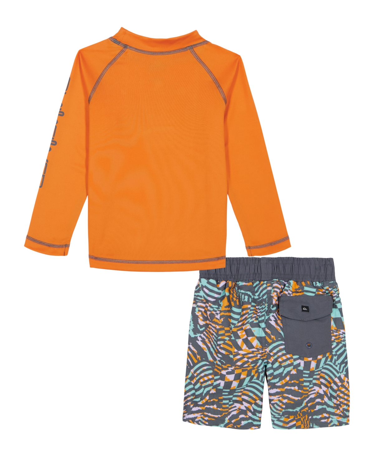 QUIKSILVER LITTLE AND TODDLER BOYS LONG SLEEVE RASHGUARD AND PATTERN BOARDSHORTS, 2 PIECE SET 