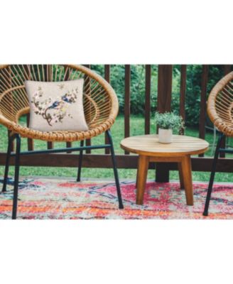 Bluebird Spring Floral Ribbon Art Decorative Accent Throw Pillow, 16" x 16"