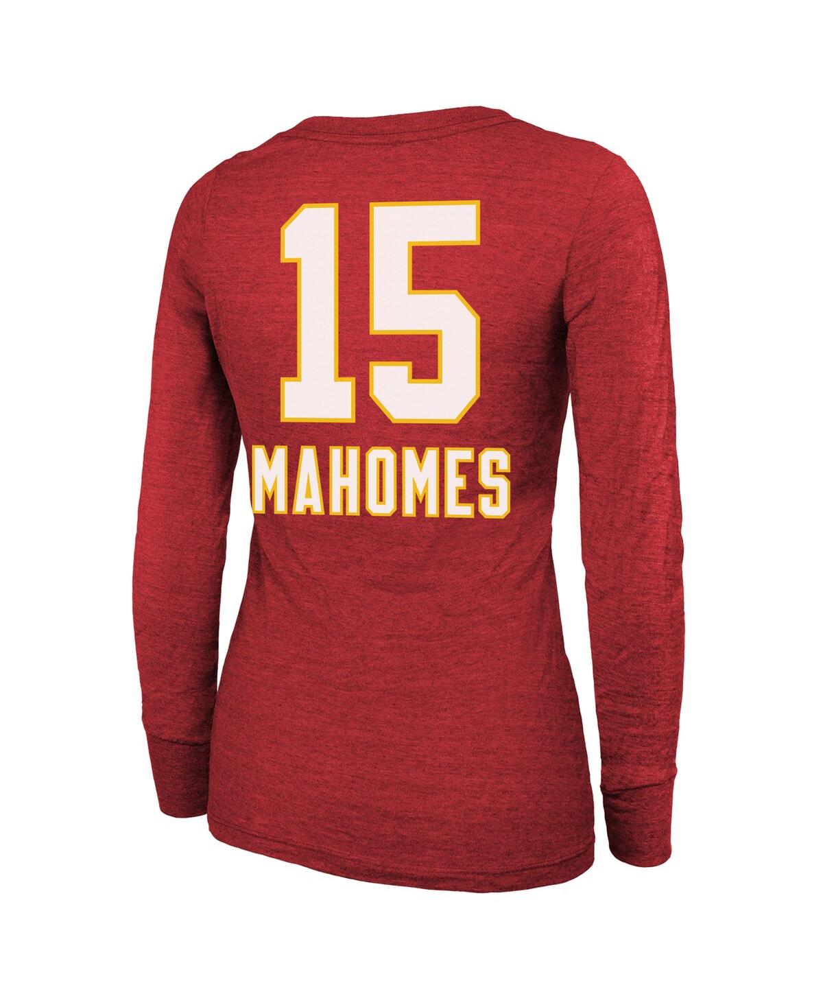 Majestic Women's Patrick Mahomes Red Kansas City Chiefs Super Bowl Lix Player Name Number Tri-blend Long Slee In Red