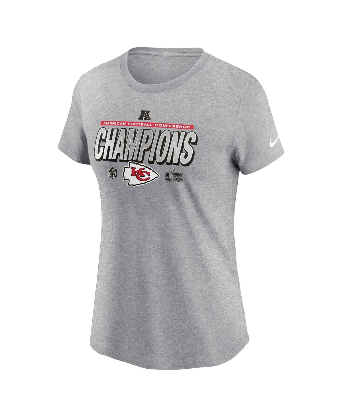 Nike Women's Heather Gray Kansas City Chiefs 2024 Afc Champions Locker Room Trophy Collection T-shirt In Heather Gray