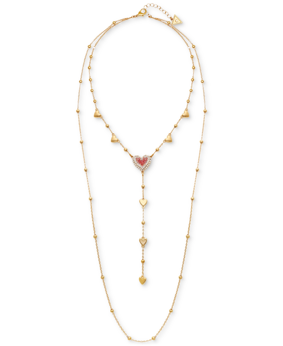 Gold-Tone Crystal Heart Layered Necklace - Gold