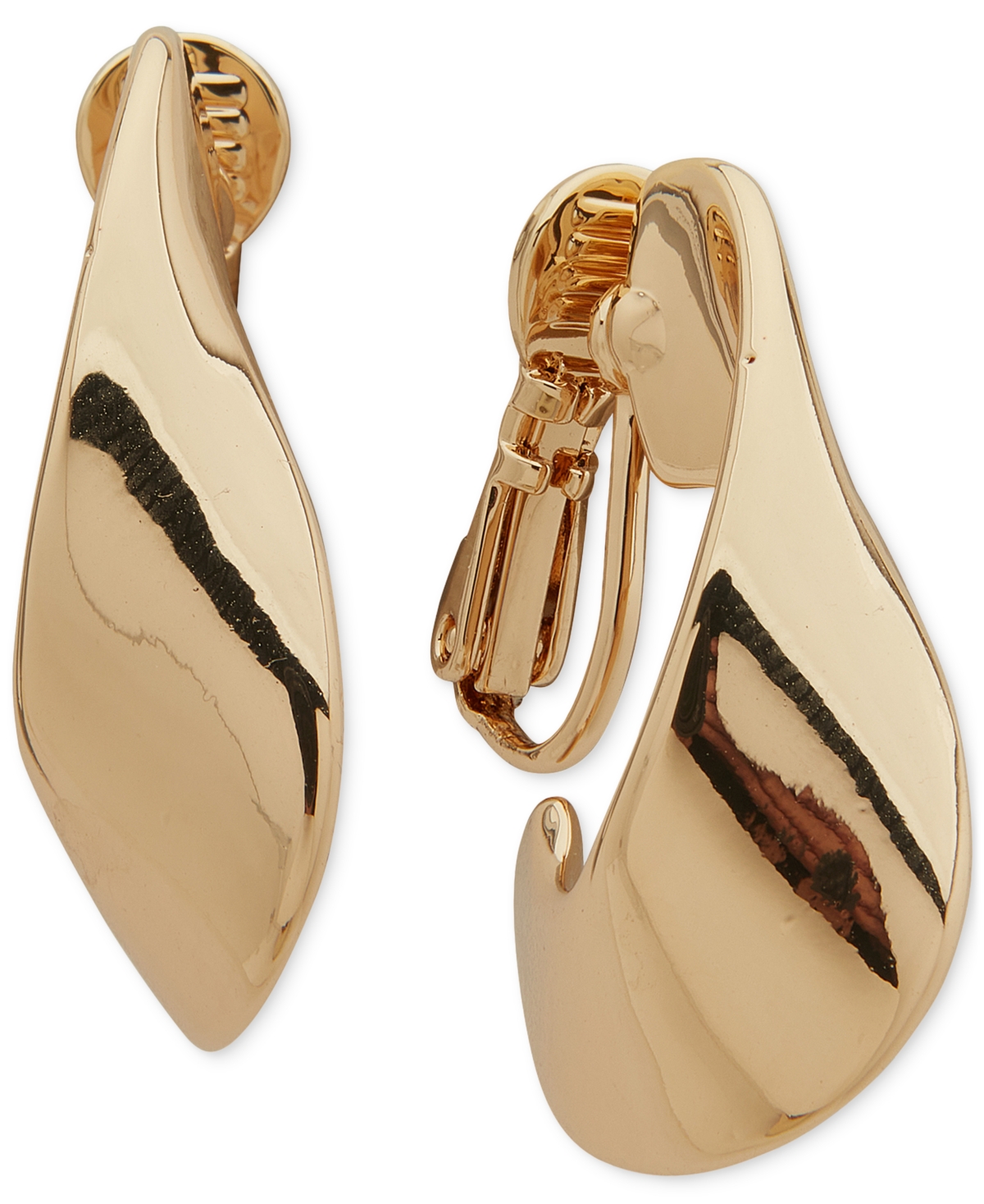 Anne Klein Gold-tone Twisted Large Hoop Clip Earrings In Gold