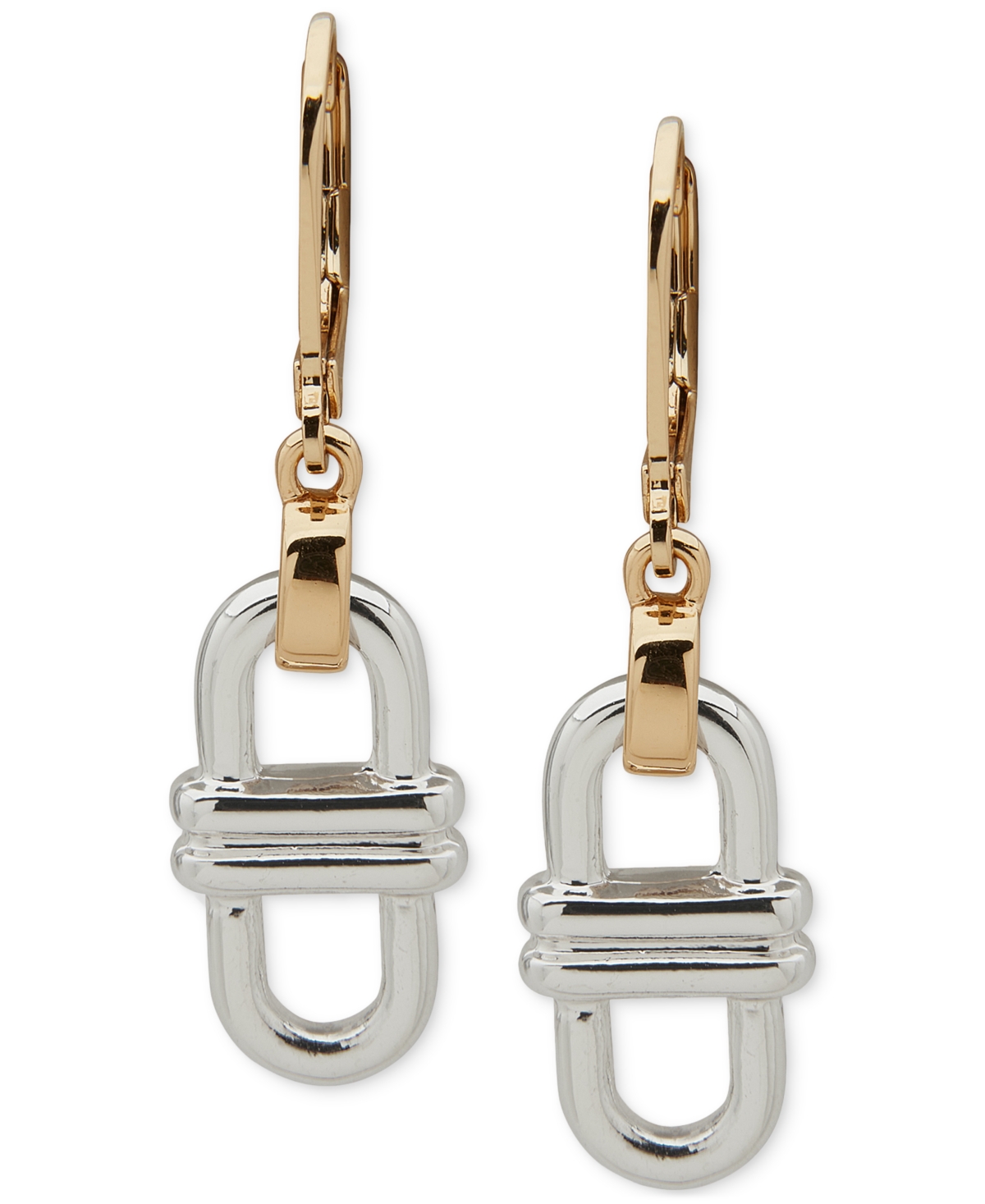 Anne Klein Two-tone Link Drop Earrings In Gold,silver