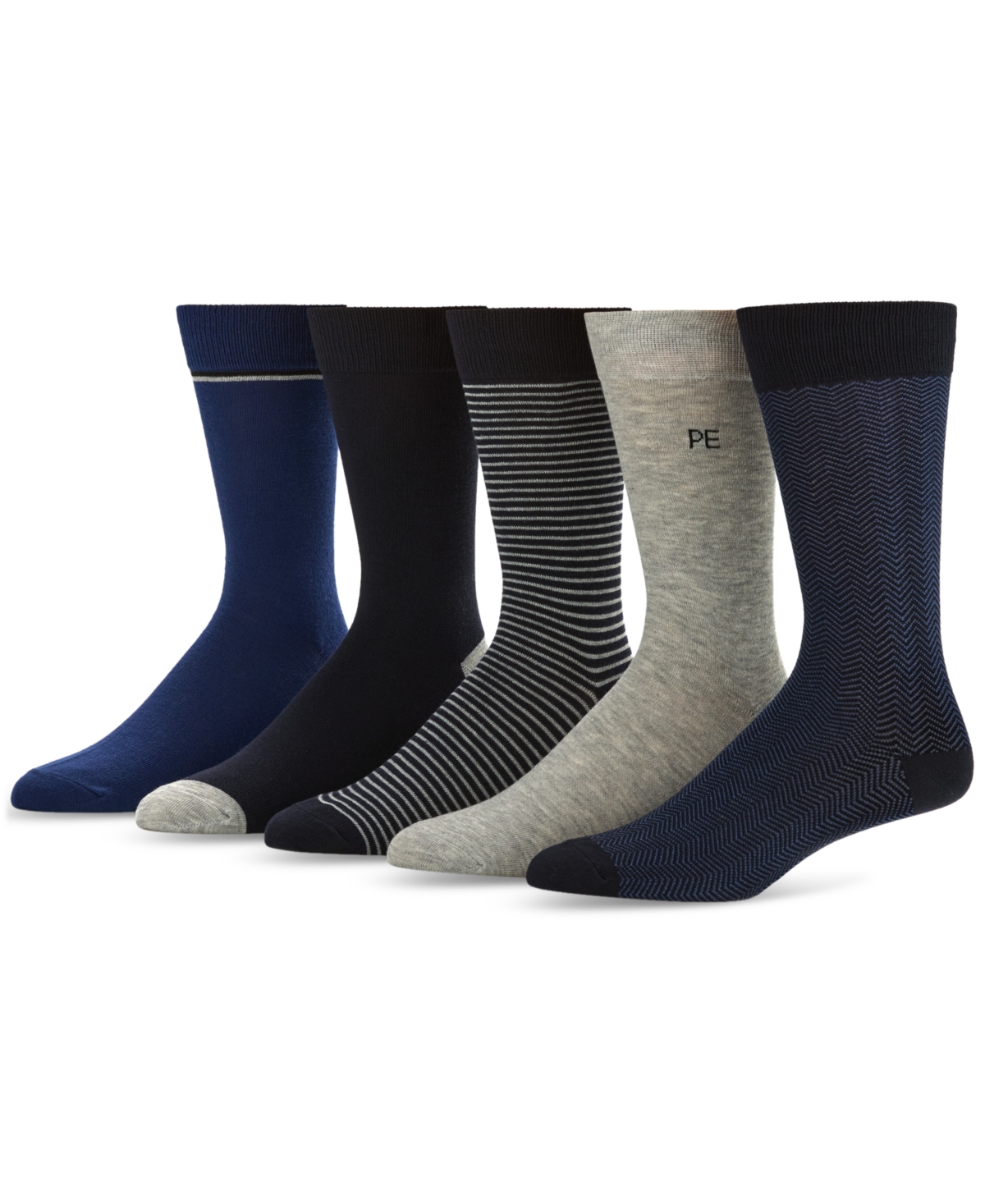 Men's Flat Knit Dress Crew Socks, 5-pack - 5 Color As
