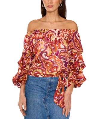 Vince Camuto - Women's Off-The-Shoulder Bubble-Sleeve Top