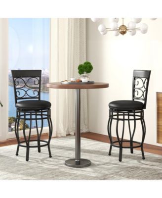 Set of 2 Bar Stools with Backrest and Footrest for Comfortable Kitchen or Home Bar Seating