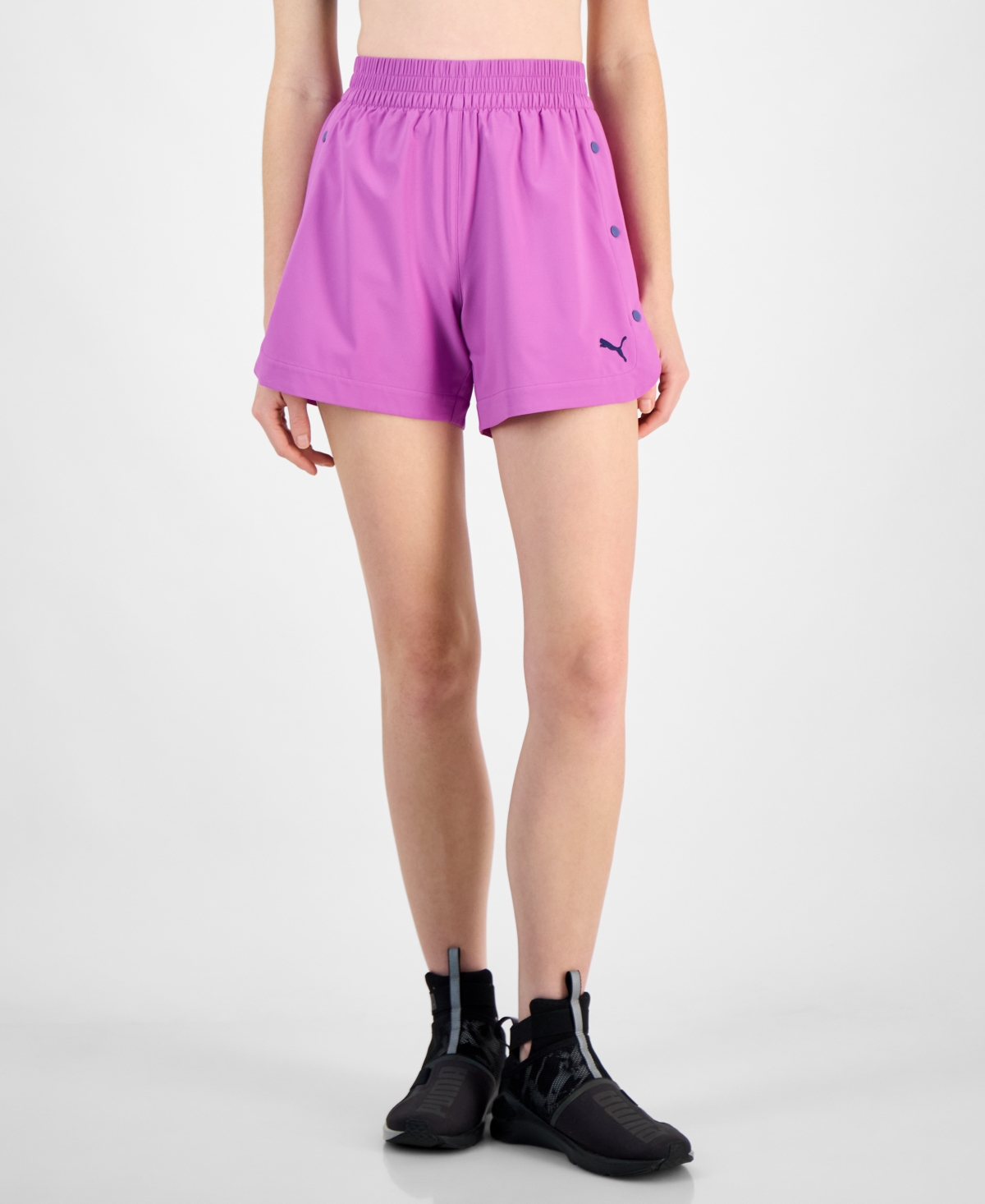 Puma Essential High Waist Ripstop Shorts In Wild Berry,blue Crystal