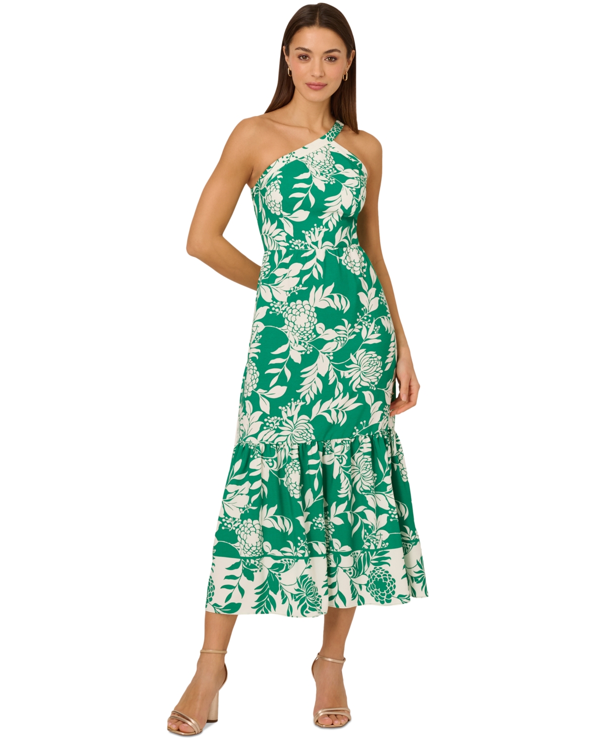 by Adrianna Papelll Women's Printed One-Shoulder Midi Dress - Greenwhite