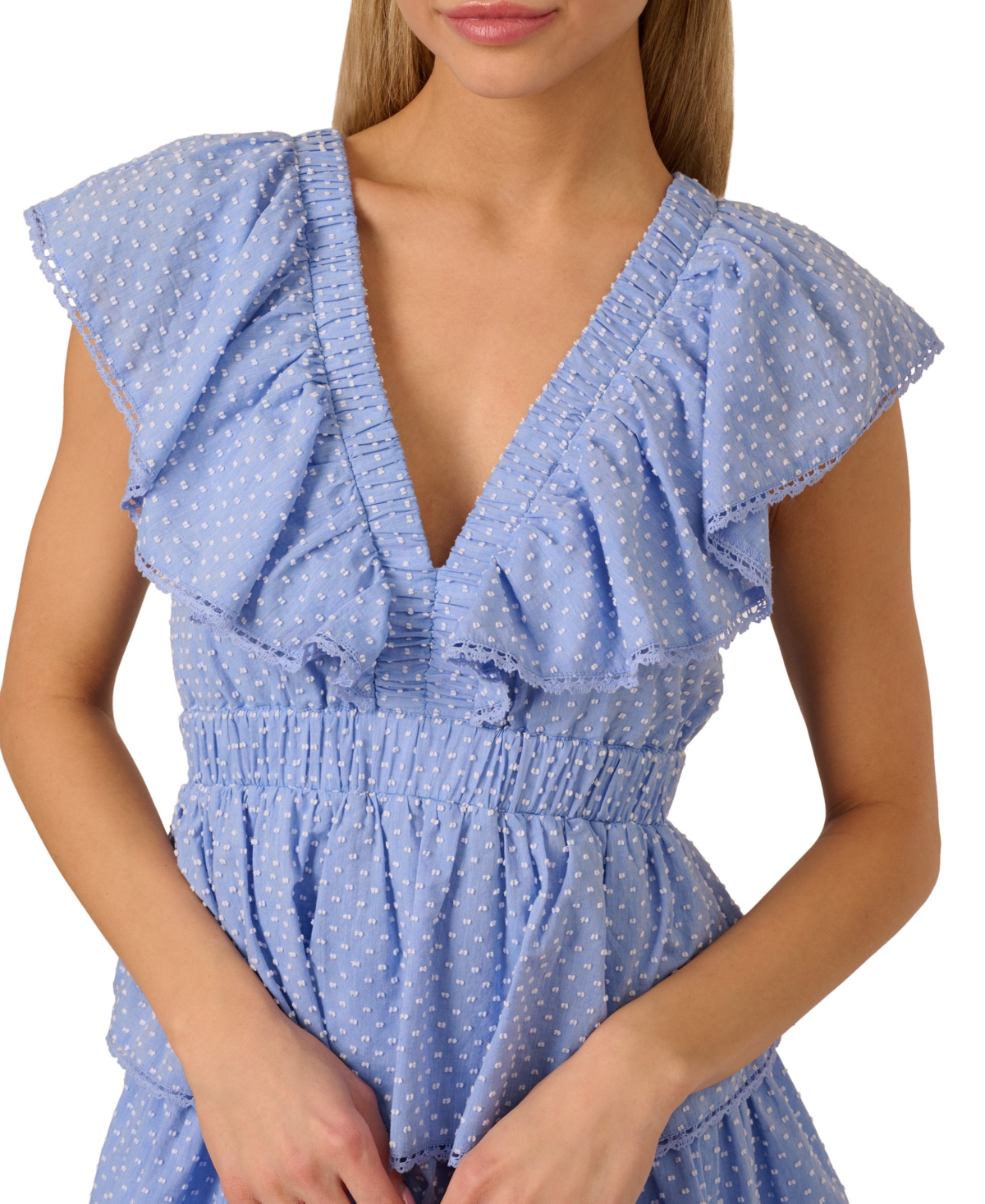 Adrianna By Adrianna Papell By Adrianna Papell Women's Tiered Mini Dress In Blue