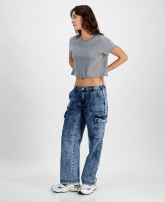 Juniors' Wide-Leg Cargo Skater Jeans