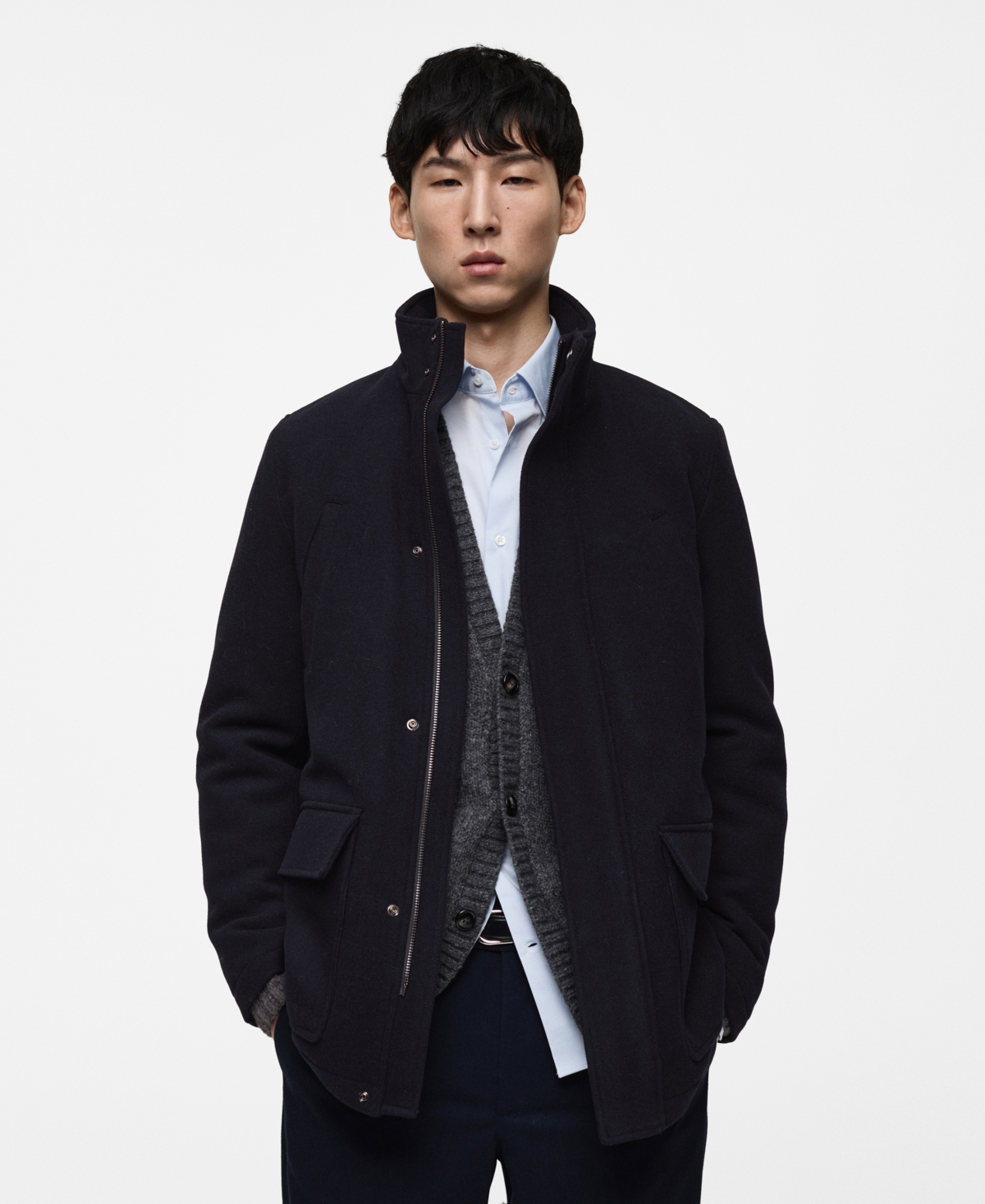 Men's Quilted Wool-Blend Inner Coat - Dark Navy