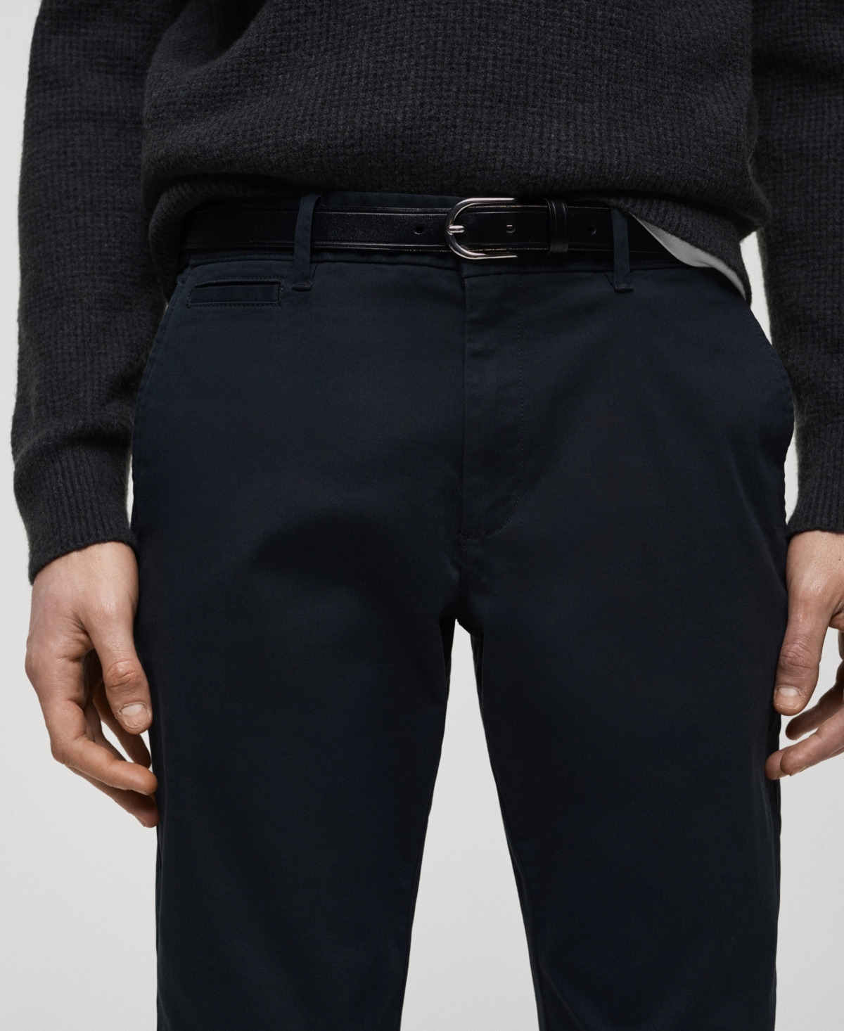Mango Men's Slim-fit Tapered Crop Chino Pants In Dark Navy