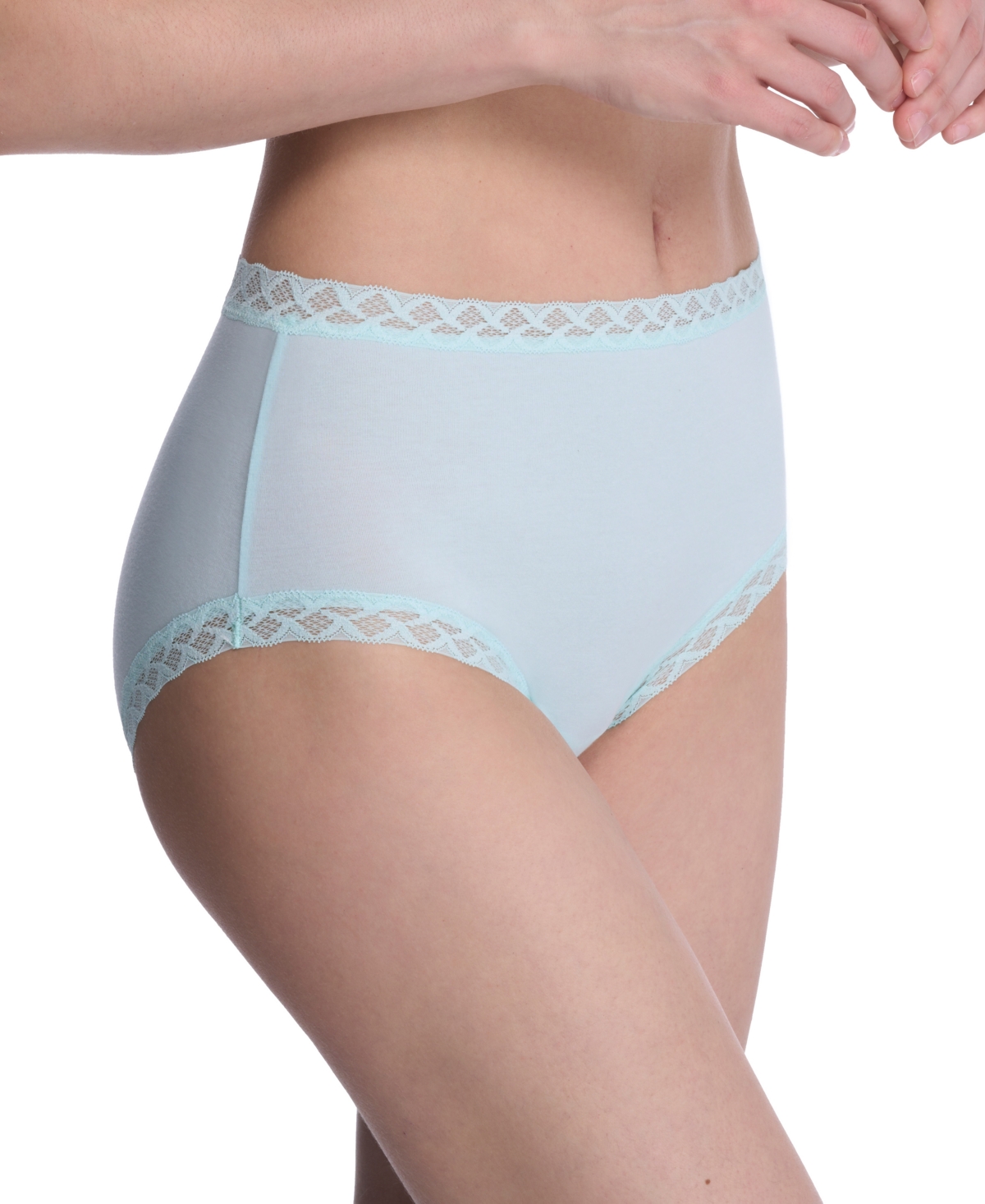Natori Bliss Lace-trim High Rise Cotton Brief 755058 In Whipped Mint