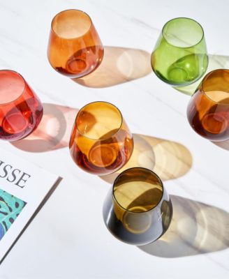Shades of Winter Spring Colored Crystal Wine Glasses, Set of 6