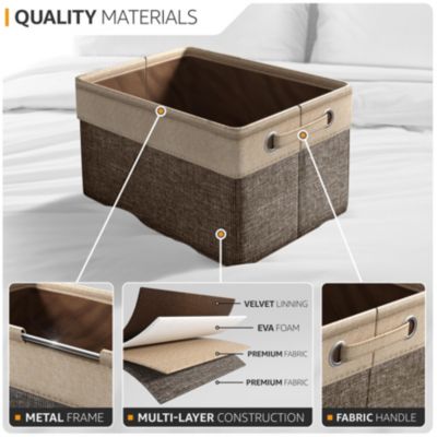 6 Pack 15 inch Collapsible Storage Bins with Handles - Perfect for Home Storage & Organization