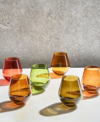 Shades of Winter Spring Colored Crystal Wine Glasses, Set of 6