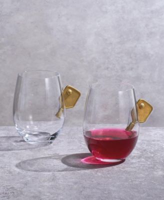 Crystal Pickleball Stemless Wine Glasses, Set of 2