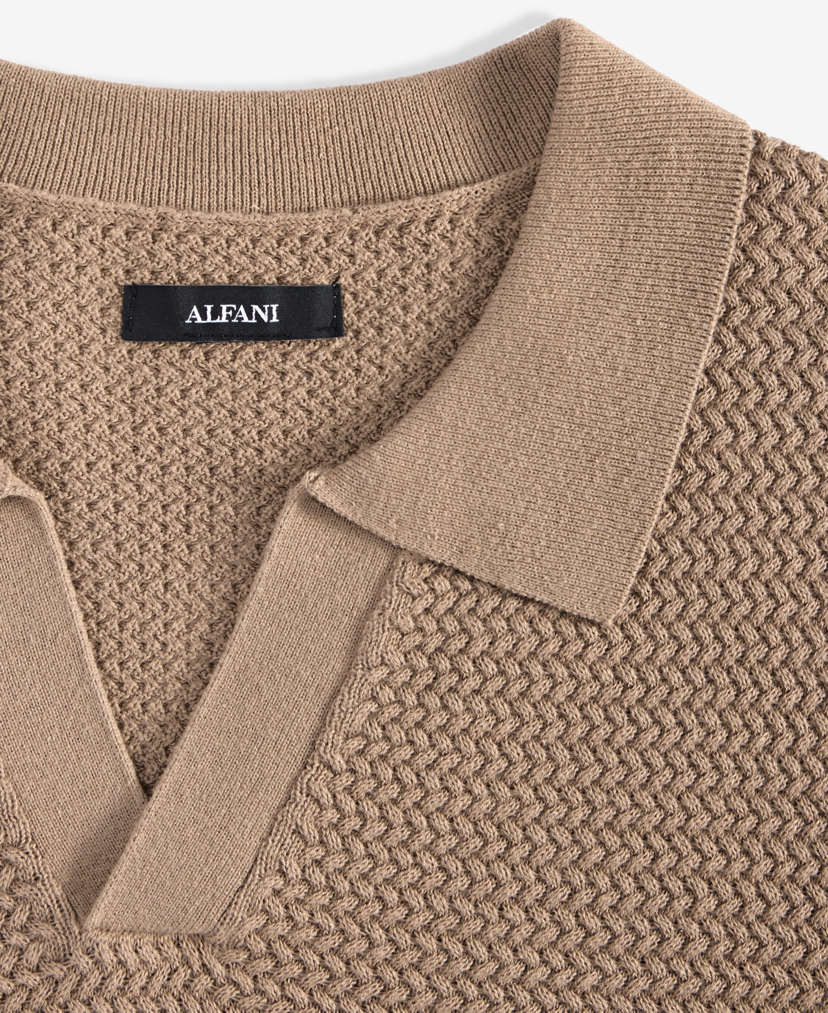 Alfani Men's Textured Polo Shirt, Exclusively At Macy's In Cracked Walnut