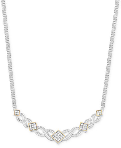 Wrapped in Love™ Diamond Frontal Necklace (1 ct. t.w.) in 14k Gold and Sterling Silver