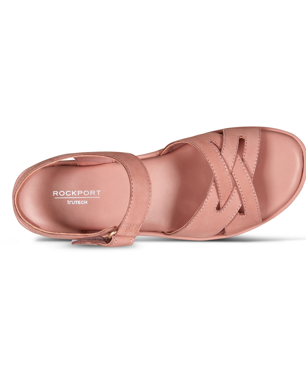 Shop Rockport Women's Amira Strappy Open Toe Casual Wedge Sandals In Dusty Rose Nubuck