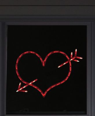 17" Lighted Heart with Arrow Valentine's Day Window Silhouette Decoration