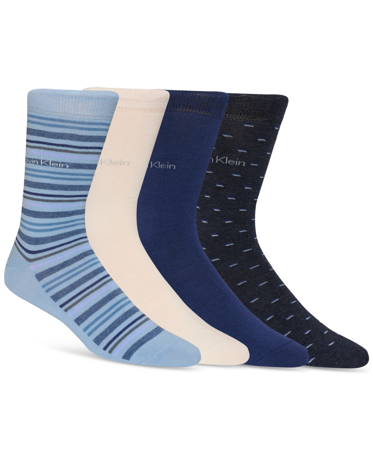 Calvin Klein Men's Dress Crew Socks, 4-pack In Blue